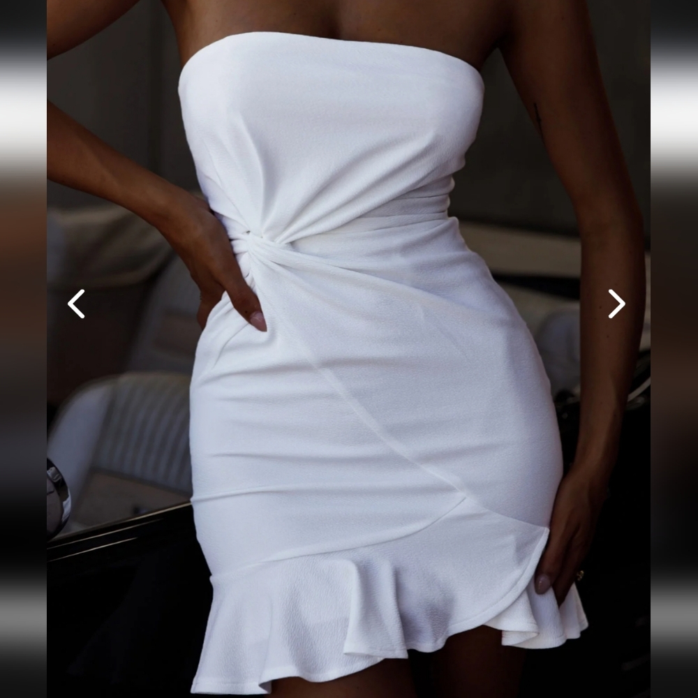 SELFIE LESLIE PROM QUEEN BANDEAU MINI DRESS WHITE - Picture 5 of 14